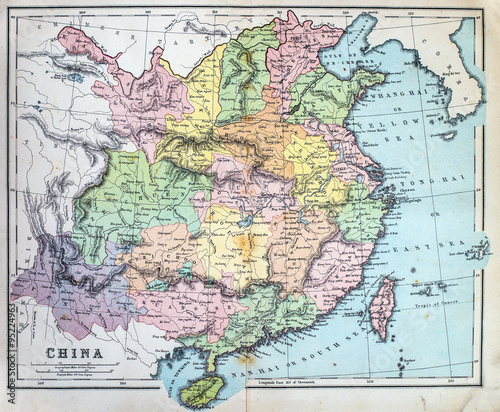 Obraz na płótnie !9th Century map if China