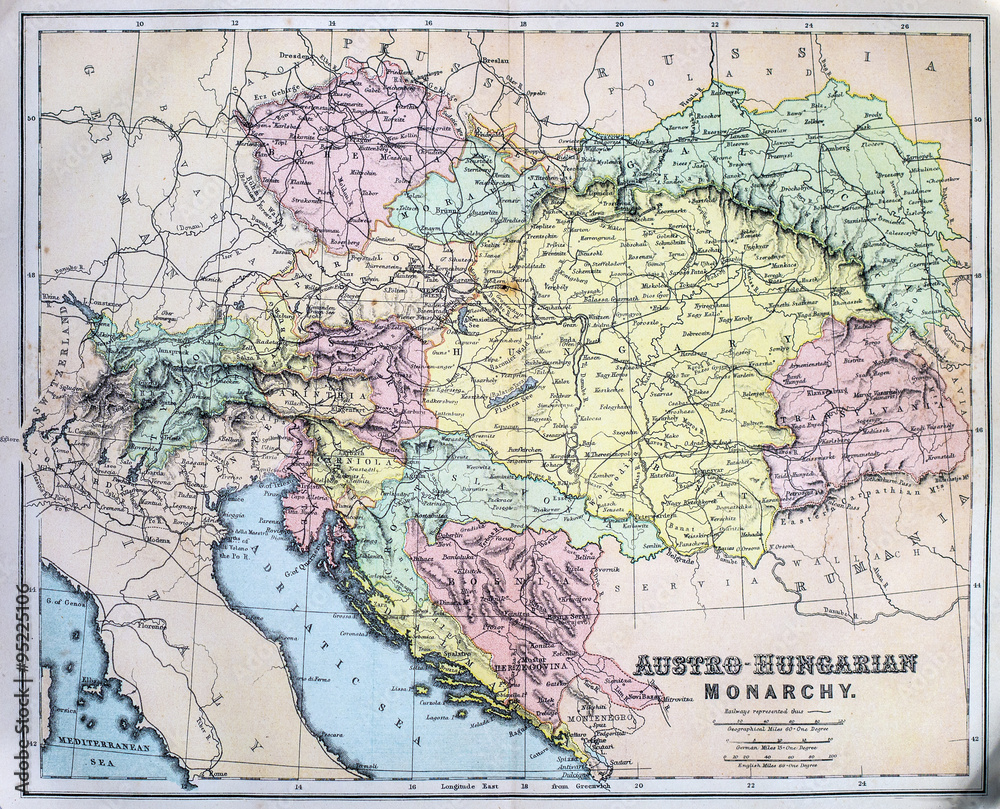 Plakat Mapa Cesarstwa Austro-Węgierskiego
