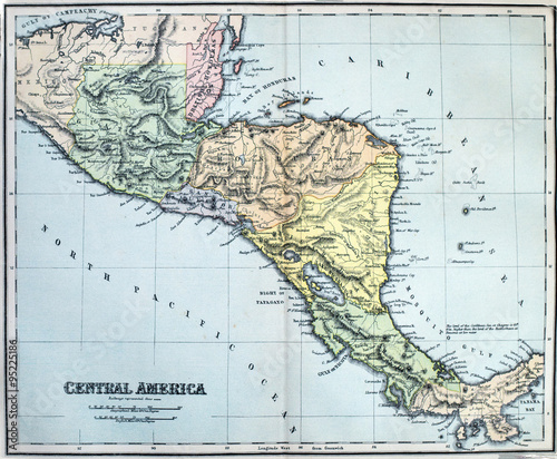 Quadro su tela Map of central America