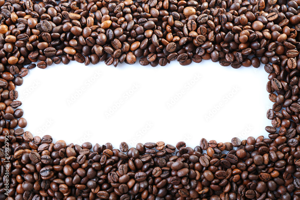 Coffee beans frame on white background Coffee beans frame on white background