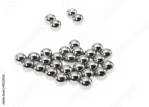 Metallic bearing balls Metallic bearing balls on white background.
