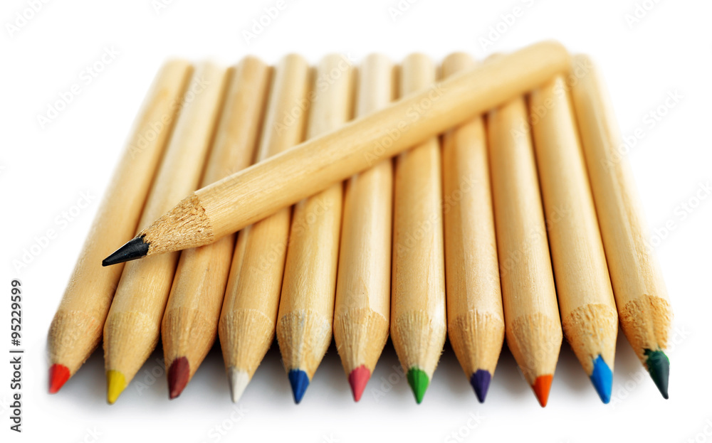 Fototapeta premium Colourful pencils, isolated on white