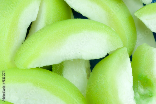 Green unpeeled guava  closeup
