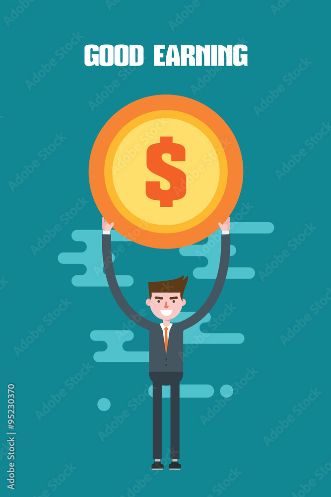modern design flat character earning vector illustration modern design flat character earning vector illustration