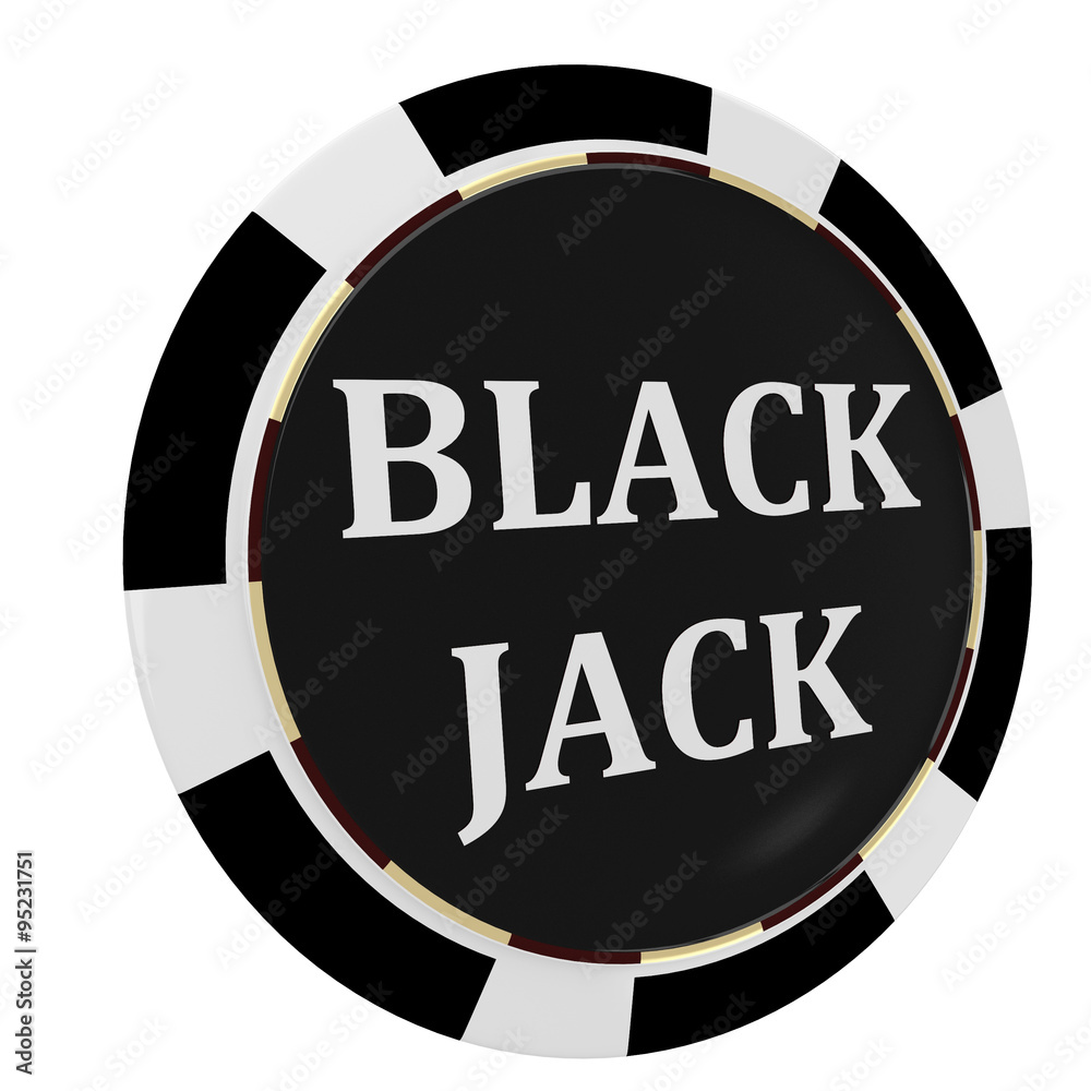 Fototapeta premium Casino, black jack chip isolated on a white background