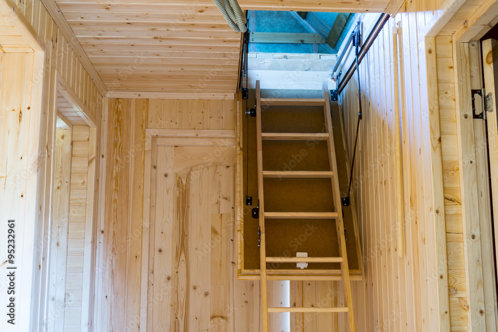 Fototapeta premium Folding attic ladder