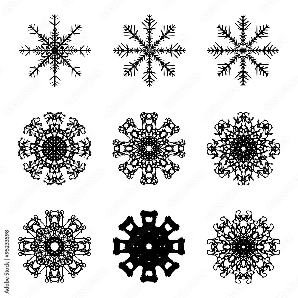 Snowflake silhouette icon, symbol, design. Winter, christmas vector illustration isolated on the white background. Snowflake silhouette icon, symbol, design. Winter, christmas vector illustration isolated on the white background.
