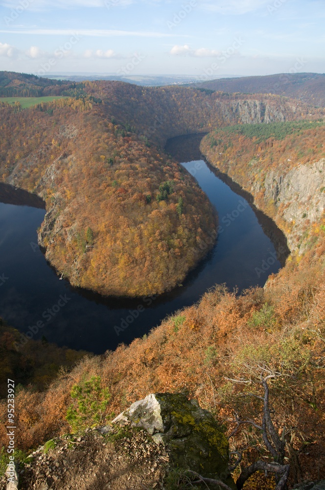 Horseshoe river Vltava near Stechovice from view Maj in central Bohemia, Czech republic.