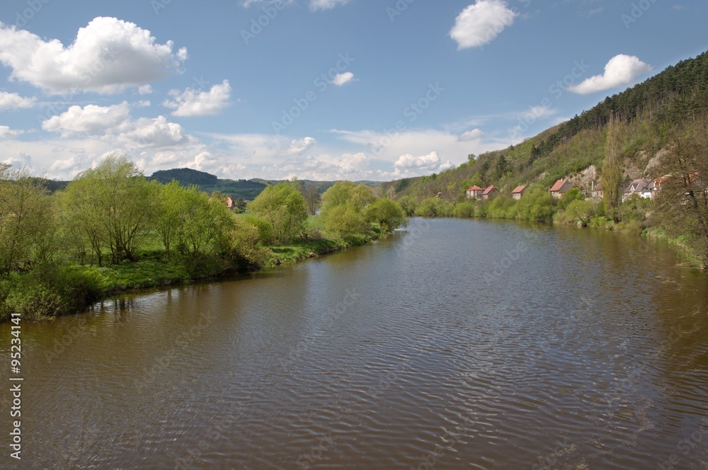Berounka river  near Karlstejn, Czech republic