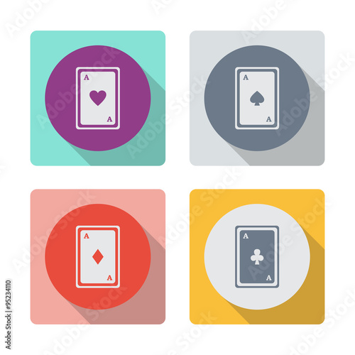 Buttons with shadow. Playing cards vector icon.