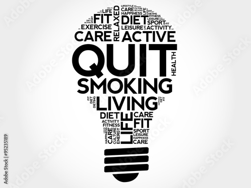 Quit Smoking bulb word cloud, health concept