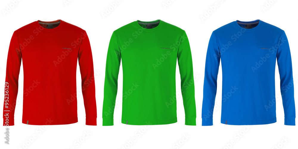red, green and blue long sleeve t-shirts  - obrazy, fototapety, plakaty 
