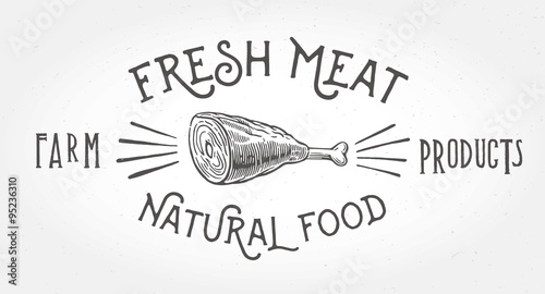 Meat knuckle in graphic style and inscriptions.