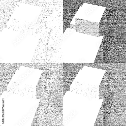 set of cubes with shadow engraved dots and spots in vintage styl