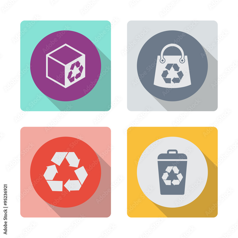 Buttons with shadow. Box with recycle sign vector icon. Shopping bag with recycle sign vector icon. Recycle sign vector icon. Recycle bin vector icon. Reuse or reduce symbol. Buttons with shadow. Box with recycle sign vector icon. Shopping bag with recycle sign vector icon. Recycle sign vector icon. Recycle bin vector icon. Reuse or reduce symbol.