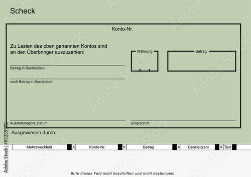 Deutsches Scheckformular grün