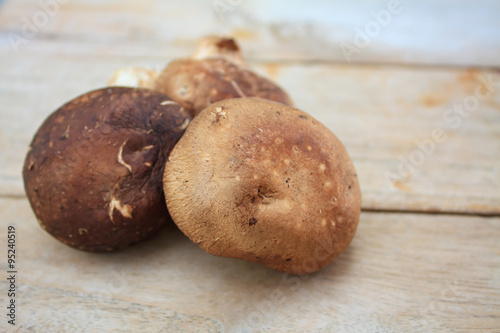 Shitake mushroom on wooden table