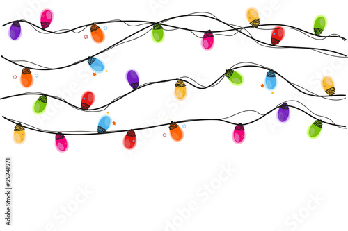 Colorful christmas glowing light bulb vector background