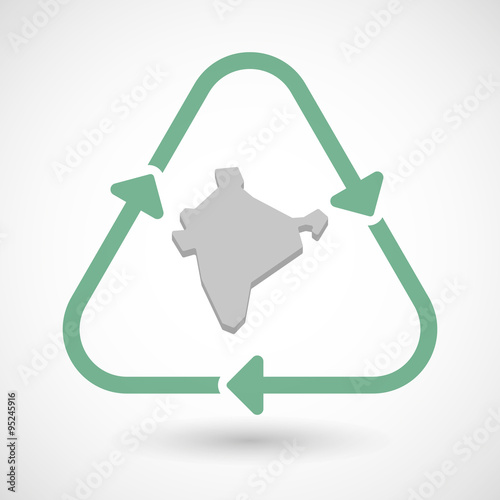 line art recycle sign vector icon with  a map of India