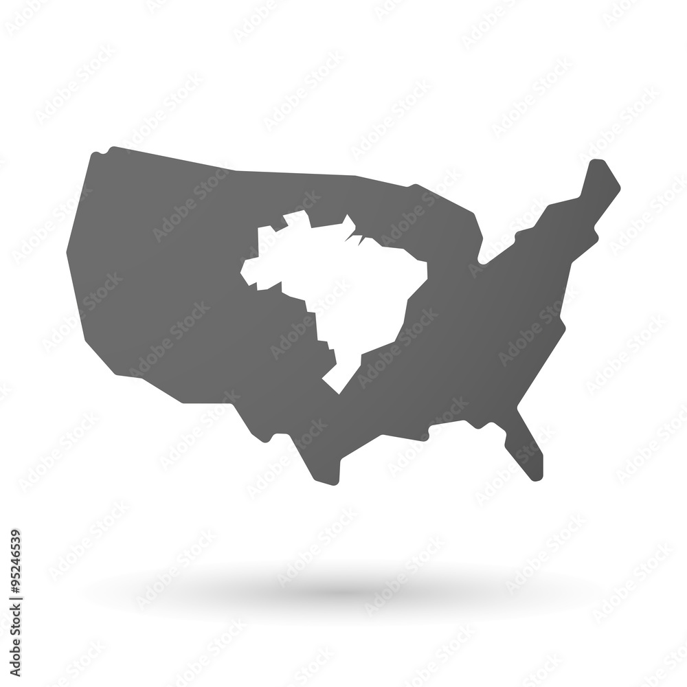 isolated USA vector map icon with  a map fo Brazil