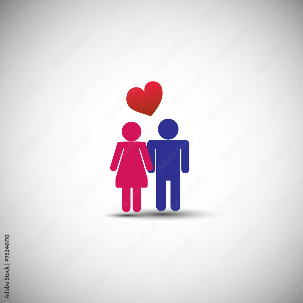 Couple with Heart Symbol, Concept of Love ,Happy and Togetherness Couple with Heart Symbol, Concept of Love ,Happy and Togetherness