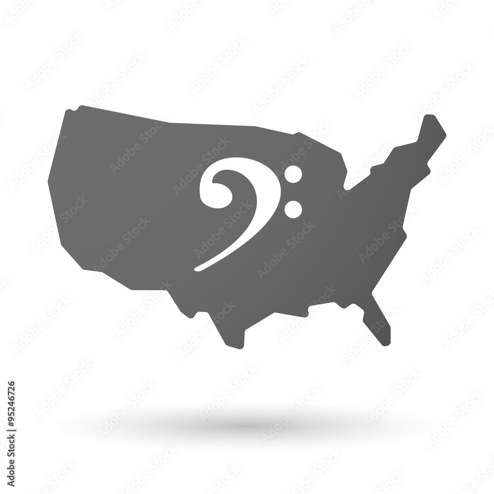 isolated USA vector map icon with an F clef isolated USA vector map icon with an F clef