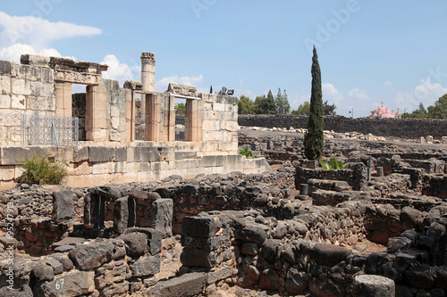 Ruins of ancient synagogue in Capernaum, Israel. photo