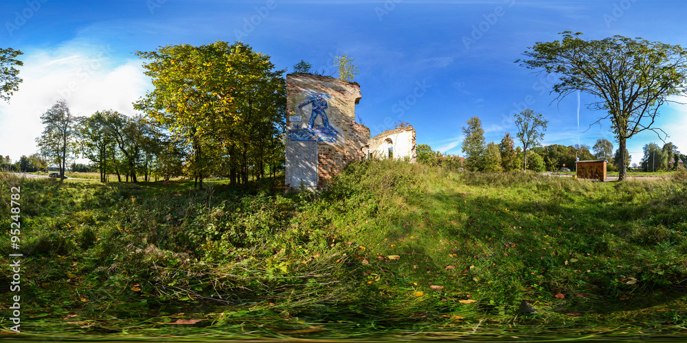 Spherical panorama of ruins of Lutheran church of 1481 in the se Spherical panorama of ruins of Lutheran church of 1481 in the se