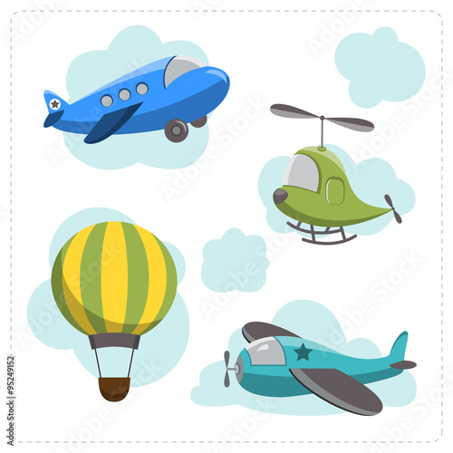 Set of cartoon aircraft