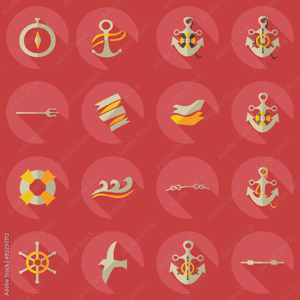 Flat concept, set modern design with shadow sailing Flat concept, set modern design with shadow sailing