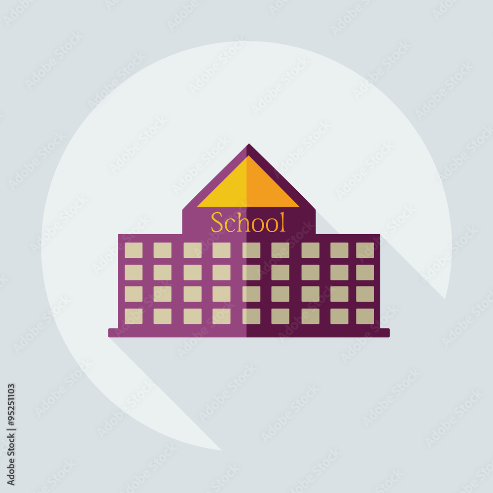 Flat modern design with shadow icons school building