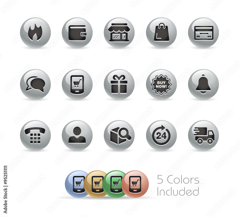 E-Shop Icons // Metal Round Series - Vector file includes 5 color versions. E-Shop Icons // Metal Round Series - Vector file includes 5 color versions.