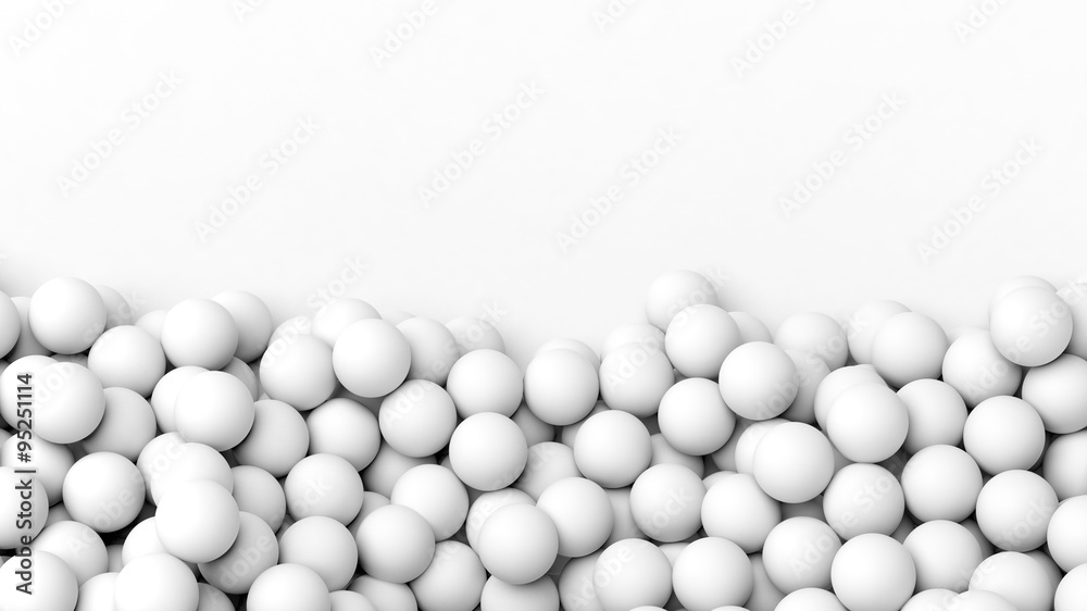 3D white spheres pile, isolated on white with copy-space 3D white spheres pile, isolated on white with copy-space