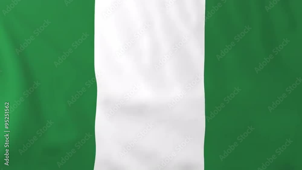 Flag of Nigeria, slow motion waving. Rendered using official design and colors. Highly detailed fabric texture. Seamless loop in full 4K resolution. ProRes 422 codec. Flag of Nigeria, slow motion waving. Rendered using official design and colors. Highly detailed fabric texture. Seamless loop in full 4K resolution. ProRes 422 codec.