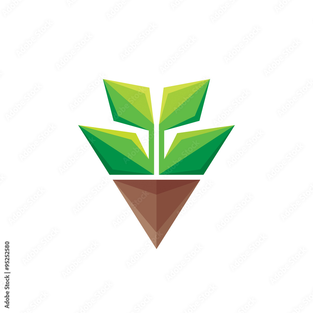 Sprout - geometric vector logo concept illustration. Nature vector logo. Abstract vector logo. Vector logo template. Design element. Sprout - geometric vector logo concept illustration. Nature vector logo. Abstract vector logo. Vector logo template. Design element.