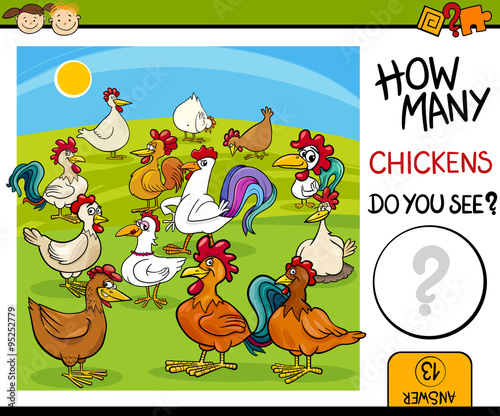 counting task with chickens cartoon