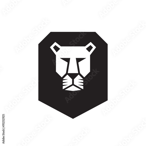 Fototapeta Naklejka Na Ścianę i Meble -  Lion head - vector sign concept illustration. Lion head logo. Wild lion head graphic illustration. Design element.