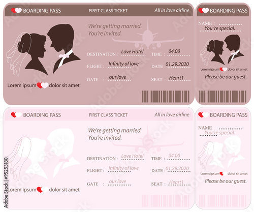 Boarding Pass Ticket Wedding Invitation Template.