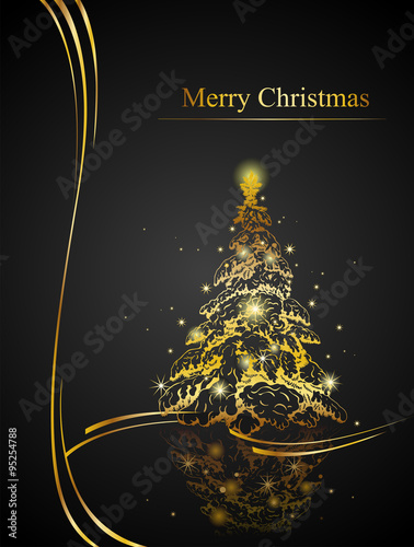 Modern golden Christmas tree