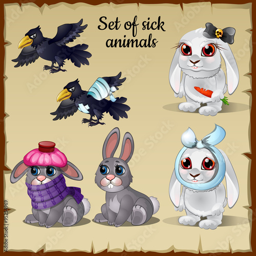 Three poor sick and healthy animals