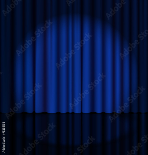 Blue Stage Curtain with Light Spot