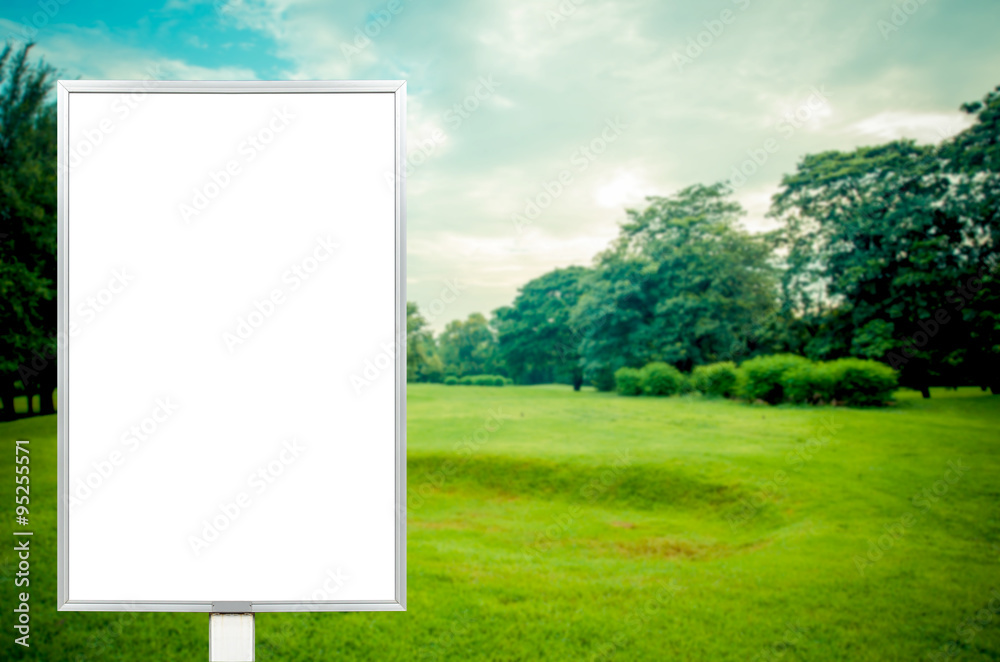 empty billboard with blur park background empty billboard with blur park background