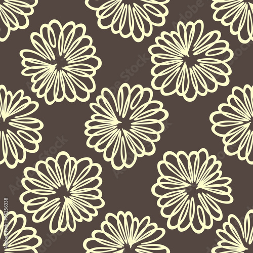 seamless retro leaves background vector pattern