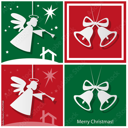 Christmas bells with angel and star