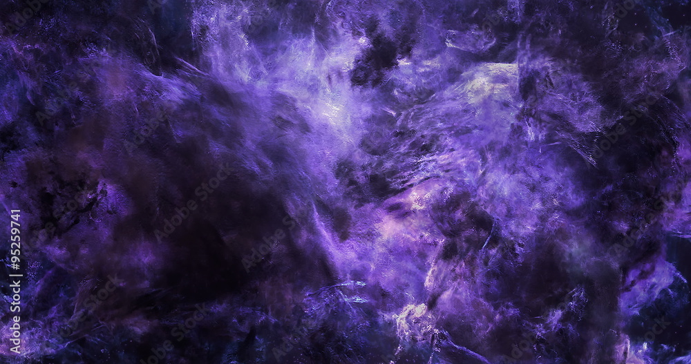 3D Space Flight Around Massive Purple Nebula Loop