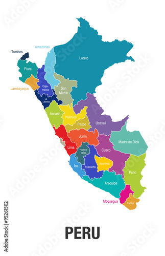 Peru Map Regions Vector