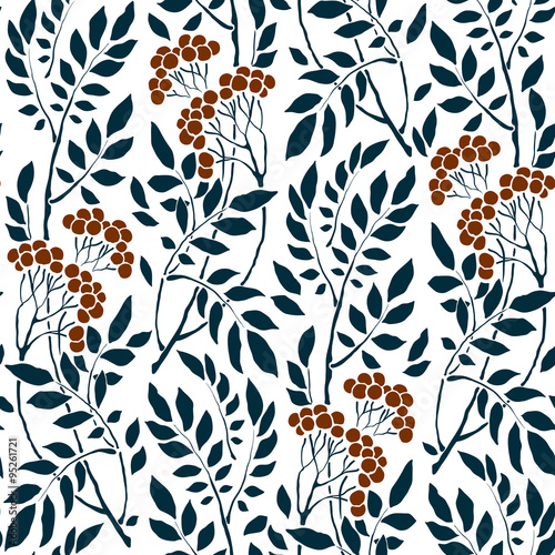 seamless Art Deco vintage pattern sprigs and berries
