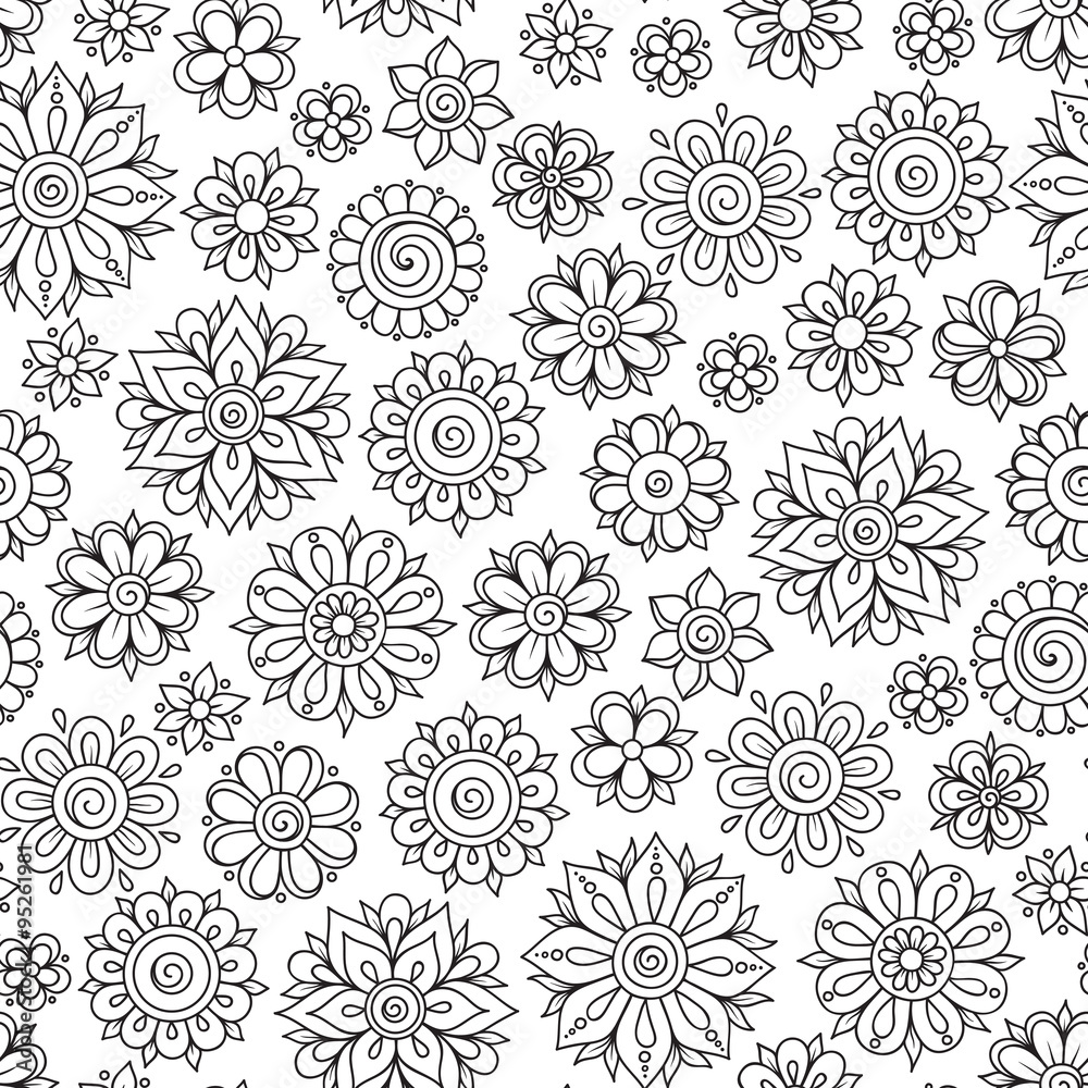 Henna Mehndi Tattoo Doodles Retro Seamless Pattern Henna Mehndi Tattoo Doodles Retro Seamless Pattern