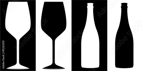 Wine glass. Bottle of wine.