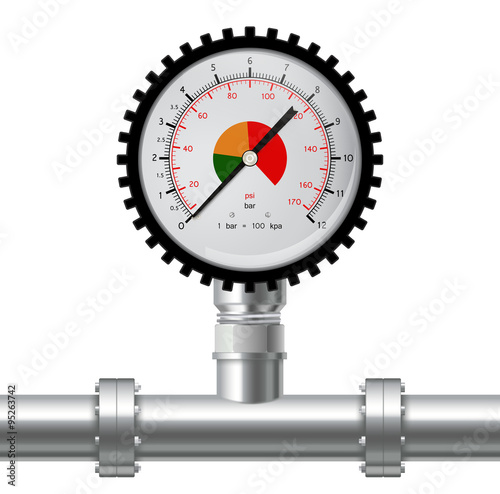 Manometer and Chrome pipes with flange. 